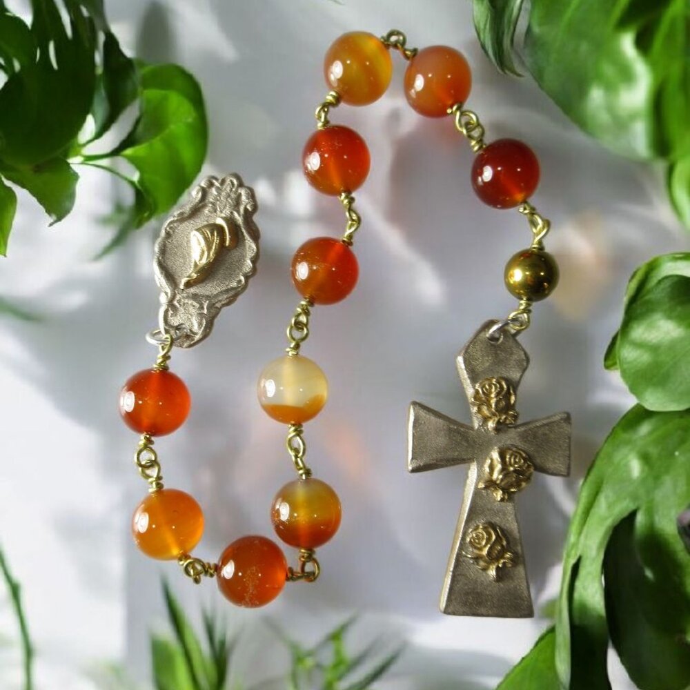 Rain of Roses Pocket Rosary, Single Decade Bronze